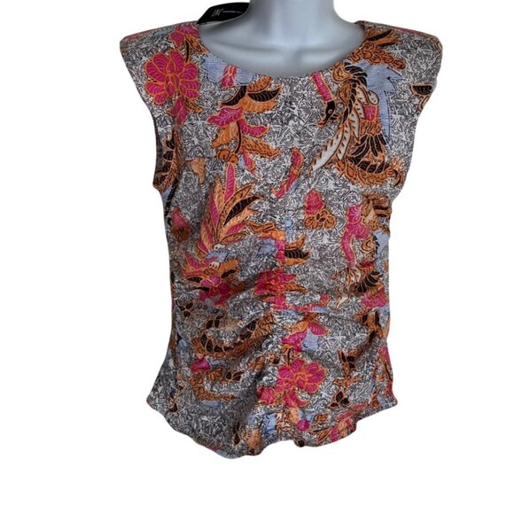 INC Concept Size Large New  Summer Sleeveless Floral Print Top Blouse - Picture 3 of 6